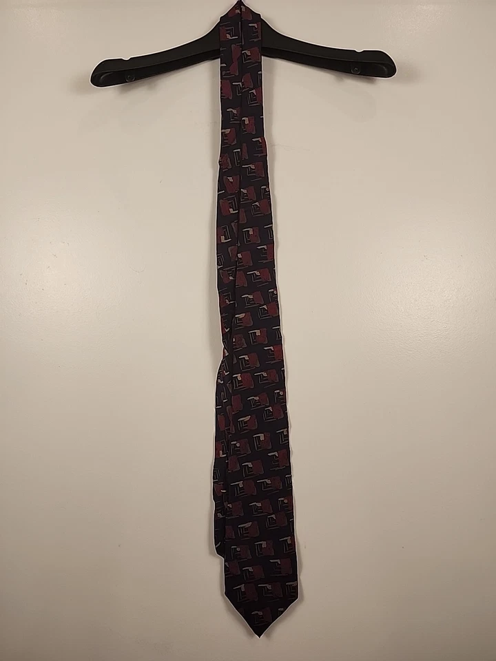 Corbata Bergere Para Hombres X-Long Extra Larga Cuello Azul Granate Dorado 100% Seda 64.5 X 4 Foto 2 de 4