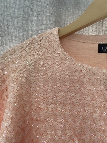 Topshop Women's Pink Sequin Crop Top Size 6 - Picture 3 of 5