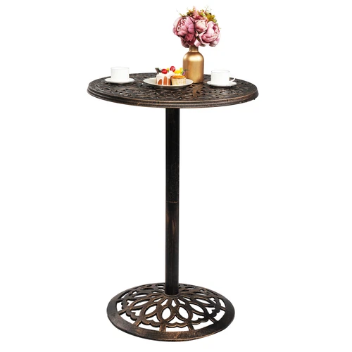 NEW Outdoor Bistro Pub Table Round Patio Bar Height Cocktail Table, Bronze - Bild 2 von 9