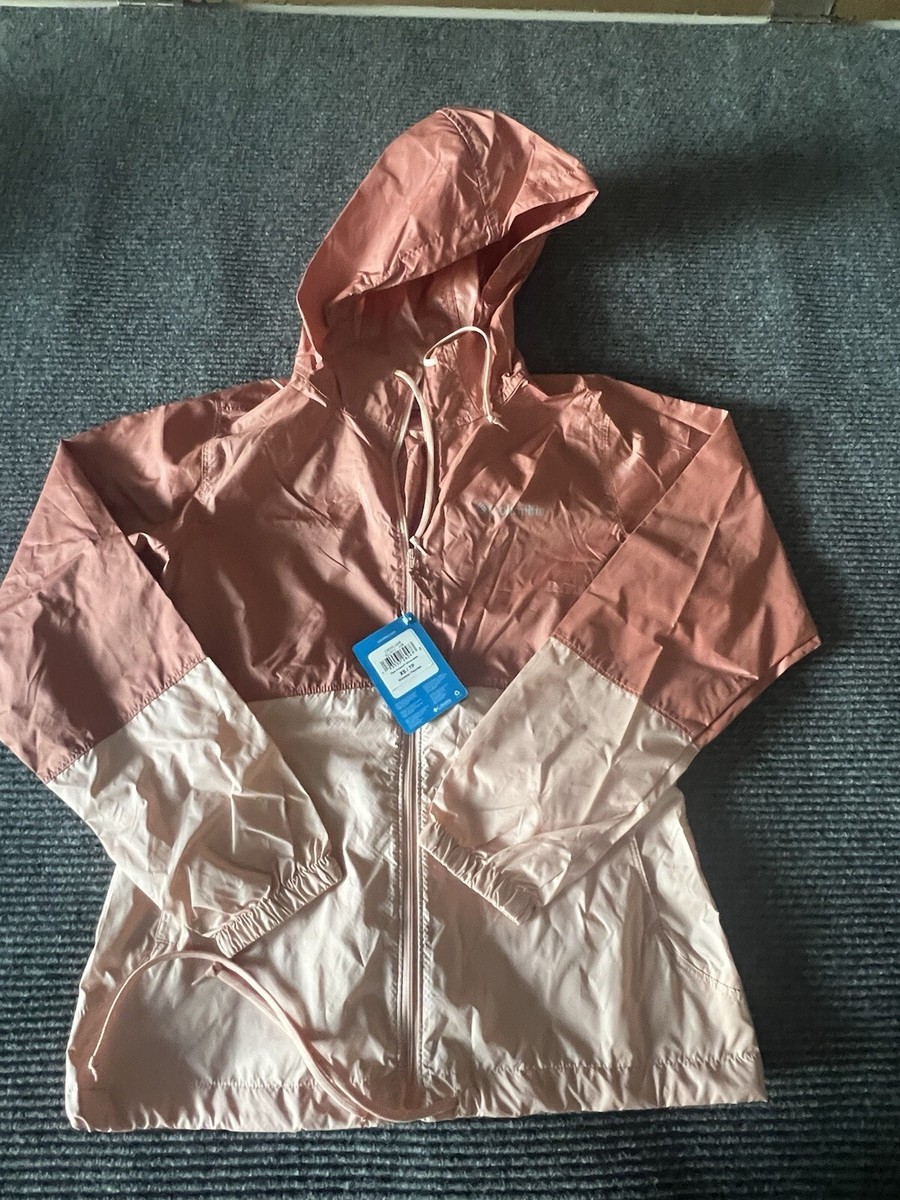 Columbia Women's Peach Brown Hooded Windbreaker Full Zip Jacket