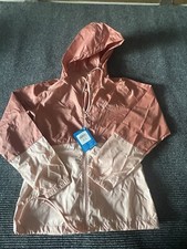 Columbia Women s Peach Brown Hooded Windbreaker Full Zip Jacket Extra Small