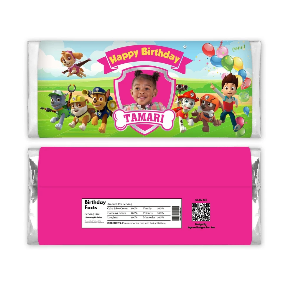 Etiqueta de caramelo de chocolate para cachorros de patrulla de dibujos animados de Pa Foto 2 de 3