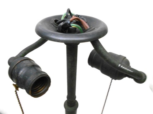 ANTIQUE CASE GREEN GLASS DOME LIBRARY BANKERS LAMP - Picture 9 of 11