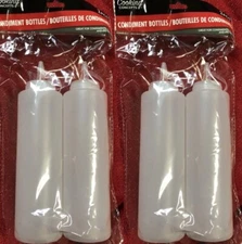 4PK 12oz Ea Clear Squeeze Bottles BBQ Condiments Containers Dispenser Ketchup