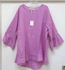 Crown Linen Designs Top Women 3X  100% Linen Bella Sleeve Tunic NWT