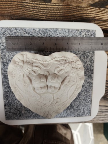 Heart Shaped Trinket Box Ring Jewelry Candy Dish Ceramic 3D Cherub Angel Roses - Picture 5 of 9