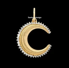 Designer Crescent Moon Diamond 925 Sterling Silver Charm Pendant Jewelry,Gift