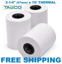 (50) INGENICO iCT250 (2-1/4" x 70') THERMAL RECEIPT PAPER ROLLS  ~FREE SHIPPING~