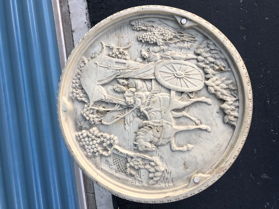 Vintage Asian Solid Resin With Embossed Carved  - Image 2 of 4