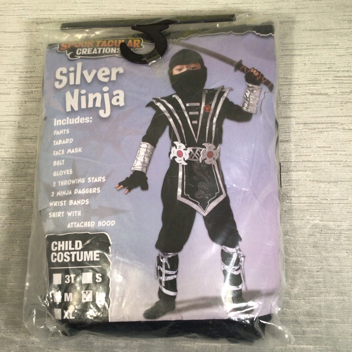 Halloween Costume Silver Ninja Large Costume Kit Child L Ninja