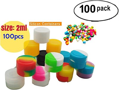2ml Silicone Container Mixed Color Case 100pcs Food Storage Non-Stick Round Jar