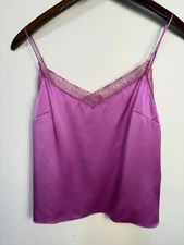 Dannijo Silk Top Camisole Lace Trim Small Purple