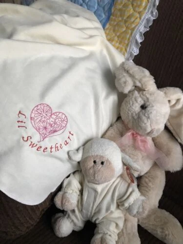 Handmade Embroidered Flannel Nursery Blankets & Throws