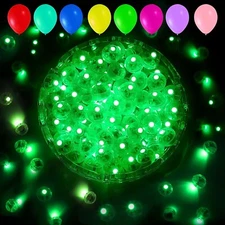 100 Pack Green Round LED Mini Flash Lamp Balloon Light Fits Party Festival Decor