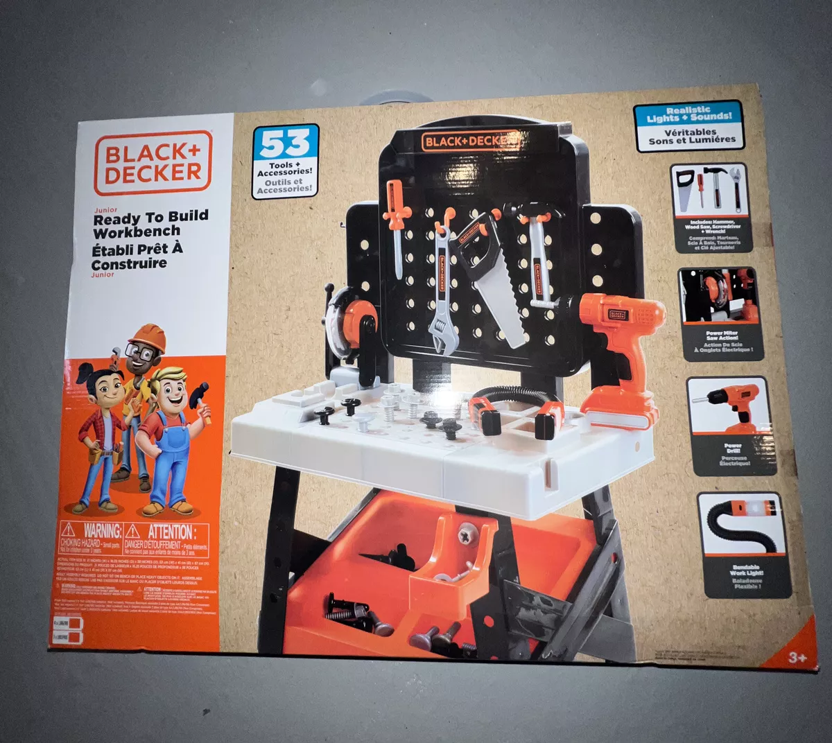 Black and Decker Junior Ready-to-Build Work Bench with 53 Tool and  Accessories 