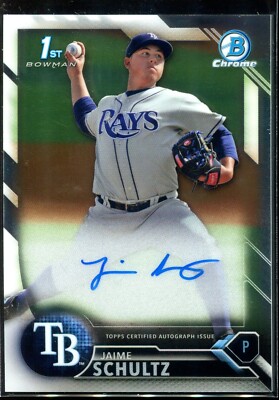 2016 Topps Bowman Chrome Jaime Schultz #BCAP-JS Auto Tampa Bay Rays