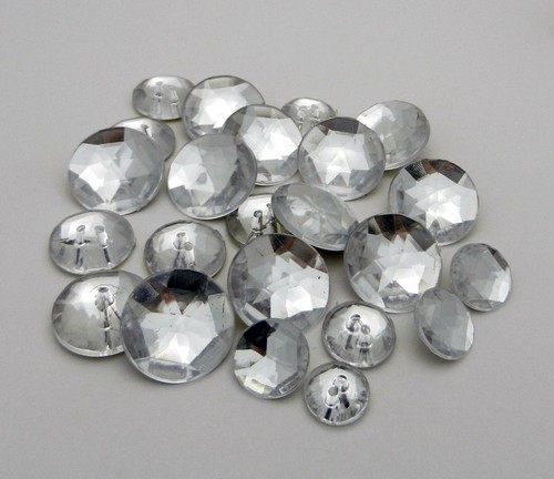 Lot VTG Sew On Shank Flat Bright Crystal Crafts Decoration Rhinestone Buttons - Picture 4 of 8