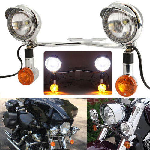 Barre De Phares NC Spotlight Chrome Avec Clignotants Pour Honda Shadow Aero 750 2004-2022