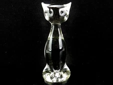 Clear Glass Abstract Cat 5.5" Figurine, Paperweight, Shelf Decor, Hand Cooler