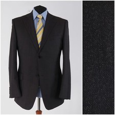 Mens Dark Brown Blazer 46R UK Size PATRICE RAMIM Wool Sport Coat Textured Jacket
