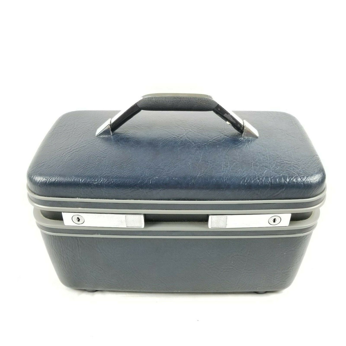 Vintage Navy Blue Samsonite Saturn Train Cosmetic Makeup Hard Case