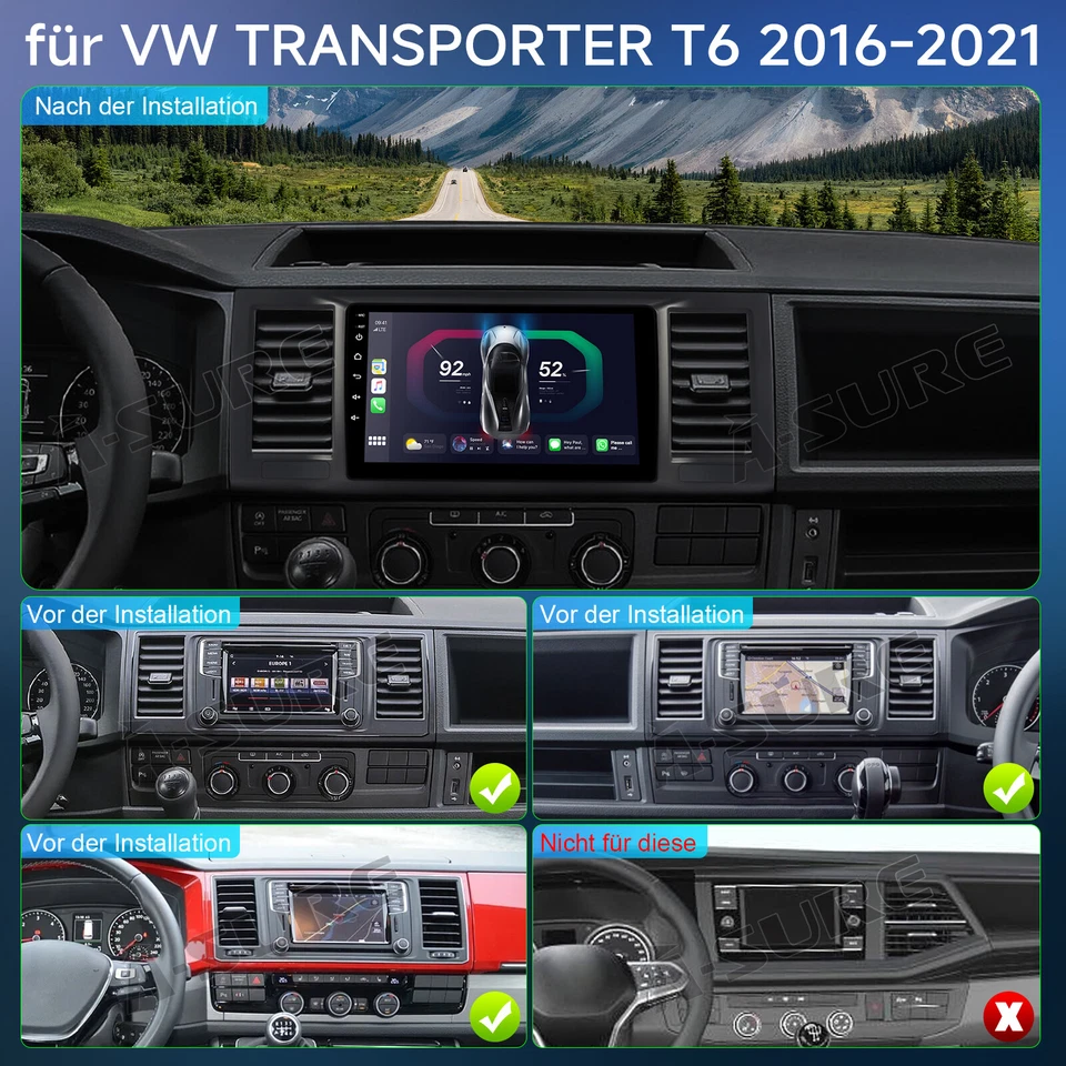 für VW T6 Transporter Multivan Android 14 Autoradio BT 5.0 GPS Navi Carplay 64GB - Bild 4 von 4