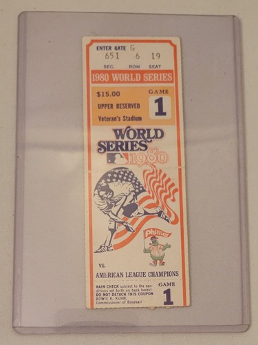 Biglietto 1 partita World Series 1980 Stub Veteran's Stadium - Phillies vs. Royals - Foto 5 di 6