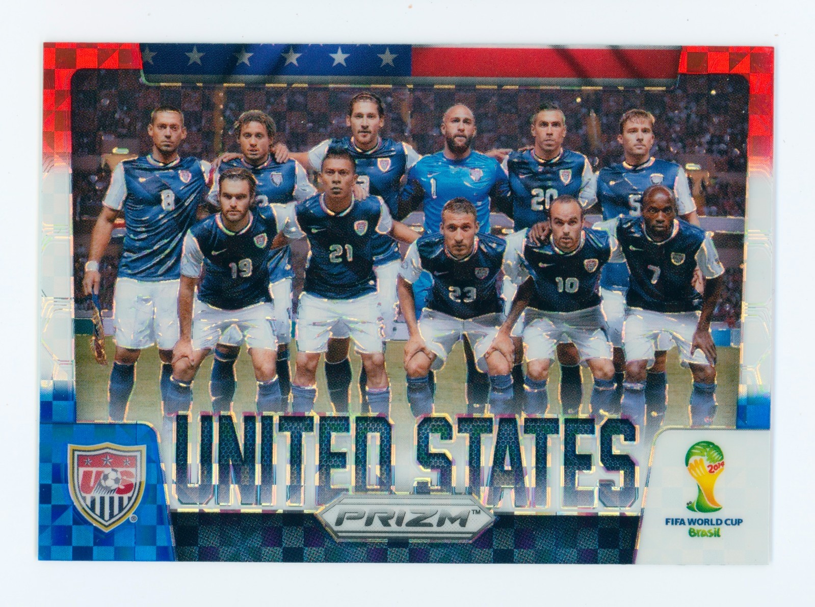 2014 USMNT Team Photo Panini Prizm World Cup Red/White/Blue Checkerboard Card SP