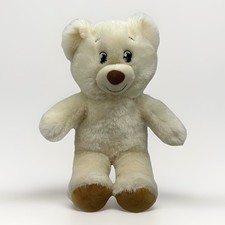 Build a Bear Workshop 15" White Teddy Bear Brown Nose Plush Stuffed BAB Red Paw