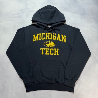 Vintage Michigan Tech Huskies Hoodie Sweatshirt Men's Small Black MTU Y2K