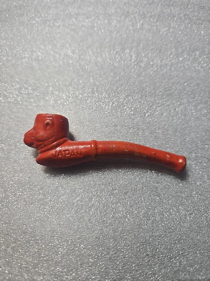1930's Vintage Cracker Jack Bisque Red Dog Face Bubble Pipe Toy Premium Prize - Image 2 of 4