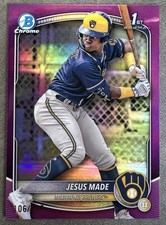 2025 Bowman Chrome Jesus Made Fuchsia Refractor 1st Bowman Prospect /199 Brewers