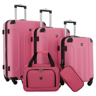 Travelers Club Chicago Hardside Expandable Spinner Luggage, Hot Pink, 5 Piece