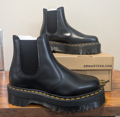 Dr Martens 2976 Quad Smooth Black Leather Chelsea Boots Unisex Men