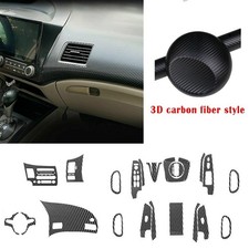 For Civic 2006-2011 3D Carbon Fiber Look Car Interior Decals Trim Decor Set