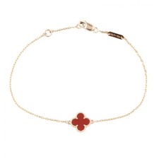 Van Cleef Arpels Sweet Alhambra Carnelian Bracelet 18KRG Rose Gold Used Women