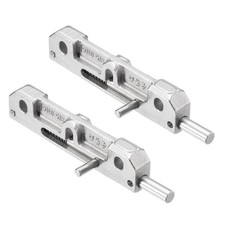 2 Pcs Left Spring-Loaded Gate Latch, Silver Barrel Bolt Latch, Stainless Steel