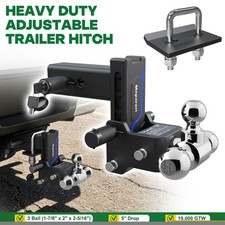 2.5 Adjustable Tri-ball Trailer Truck Tow Hitch 5 Droprise 19000lb Gtw Wlock