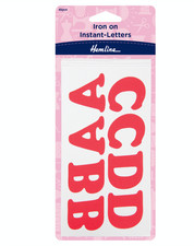 Hemline Iron-On Instant Letters - Red Fabric Alphabet Patches - 40pcs