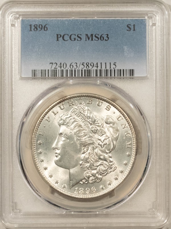 1896 $1 MORGAN DOLLAR - PCGS MS-63, 64+ QUALITY! PREMIUM QUALITY!