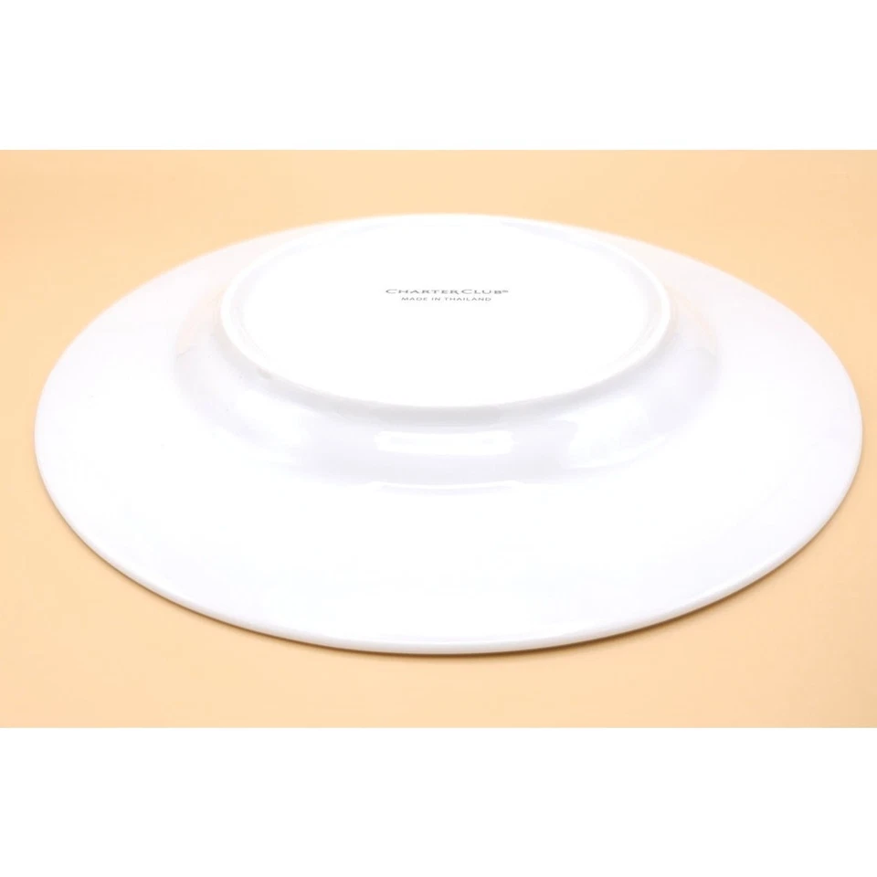 Juego de 4 platos de ensalada Charter Club Grand Buffet de porcelana blanca dorada de 8,5 pulgadas Foto 4 de 4