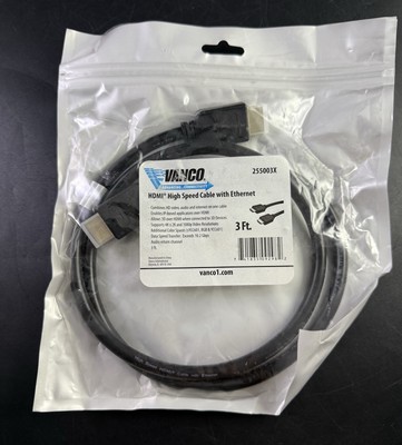 Vanco 3 ft HDMI High Speed Cable with Ethernet, 255003X, New Vk09