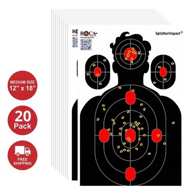 Splatter Target, Reactive Silhouette Impact Target, M 12x18'' 20 Pk