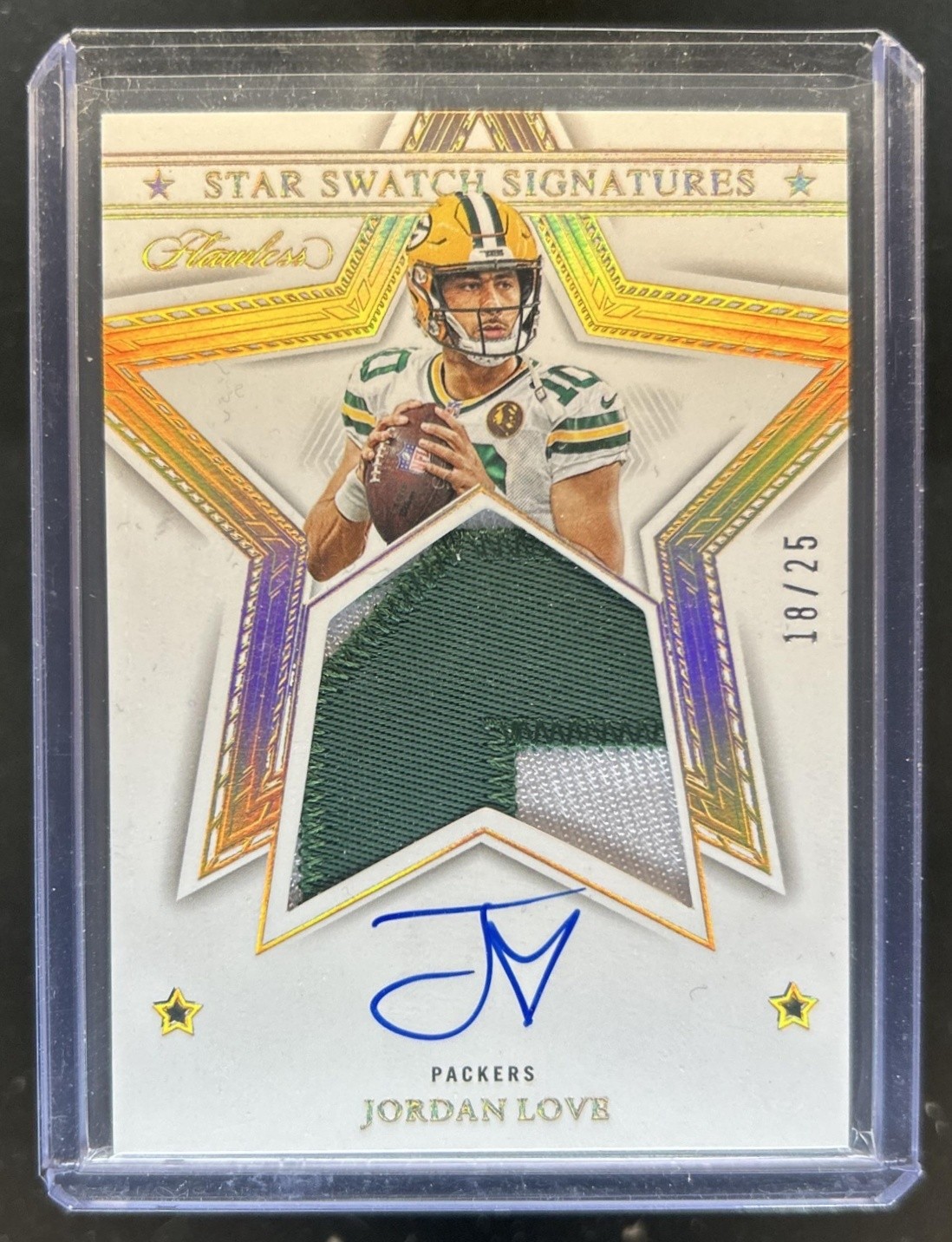 2023 Panini Flawless Jordan Love Star Swatch Signatures Patch Auto #/25 #SS-JLO