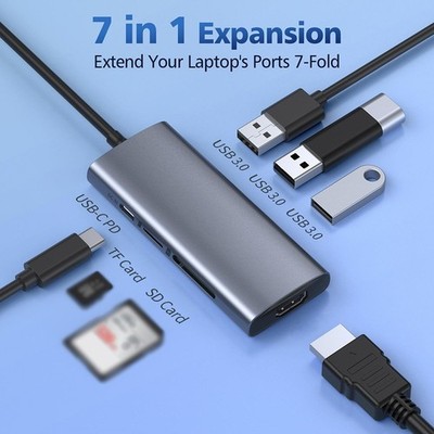 Typ C Multifunktions 7 in 1 Dockingstation Adapter mit und Kartensteckplätzen