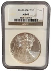 2010 American Silver Eagle $1 Dollar Coin One Troy Ounce 0.999 Fine NGC MS69
