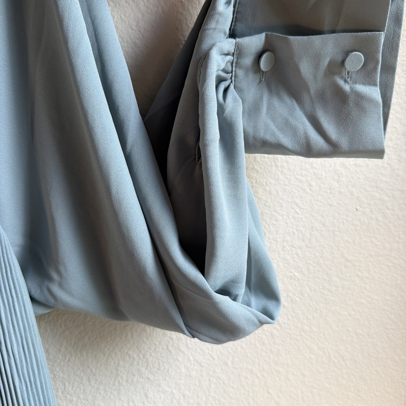 H&M Light Blue Pleated Calf Length Chiffon Dress XL NWT image 3
