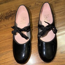 Capezio Tap Dance Shoes Women 6.5 Med Black Patent Mary Jane  s