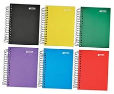 Fat Book Spiral Notebooks, 6 Pack, Small Notebooks with Poly Plastic Covers,