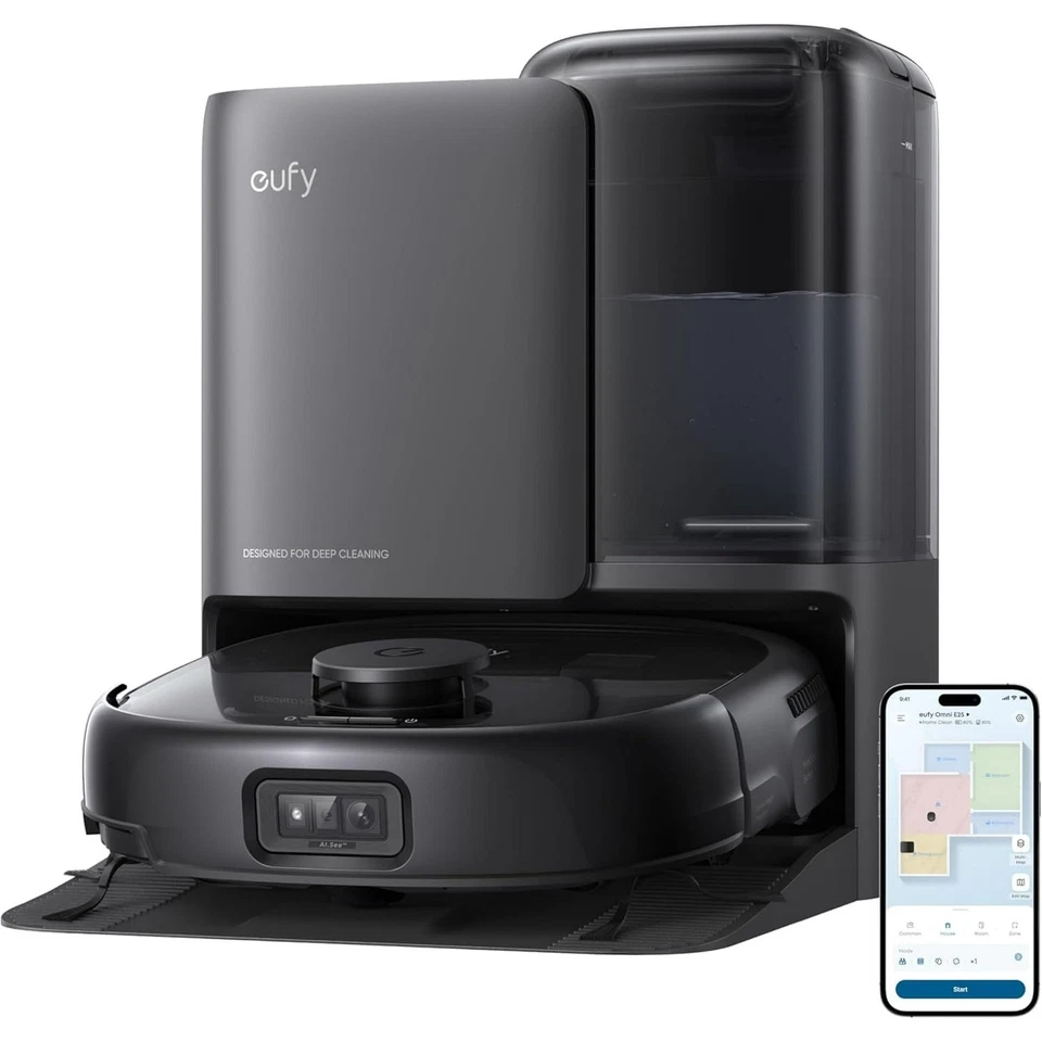 Eufy reacondicionado E25 Omni Robot Aspirador y Fregona Combo Sistema HydroJet 20.000Pa